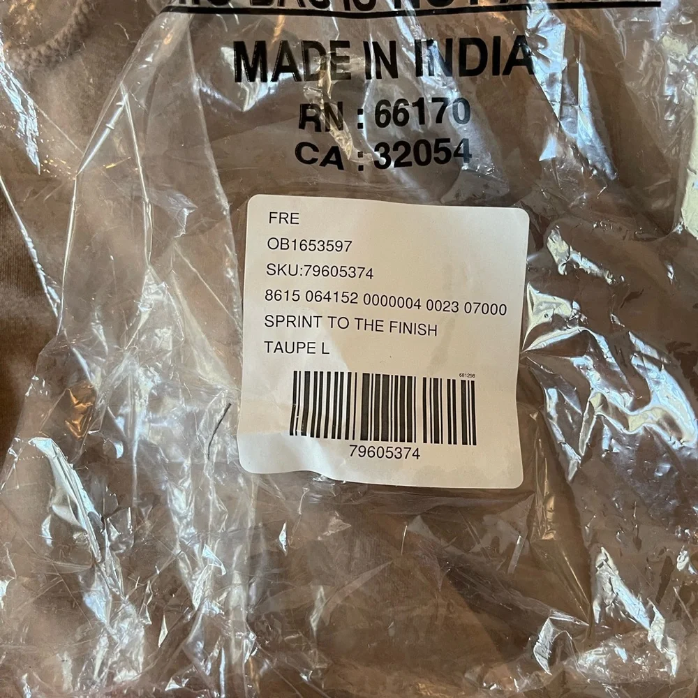 Free People FP Movement Sprint to the Finish Hoodie Taupe Sz L - Picture 9 of 9